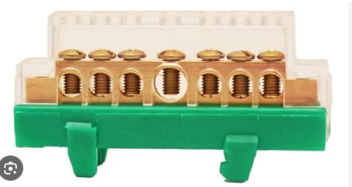 Bornera Repartidora unipolar p riel Din 7 polos Verde